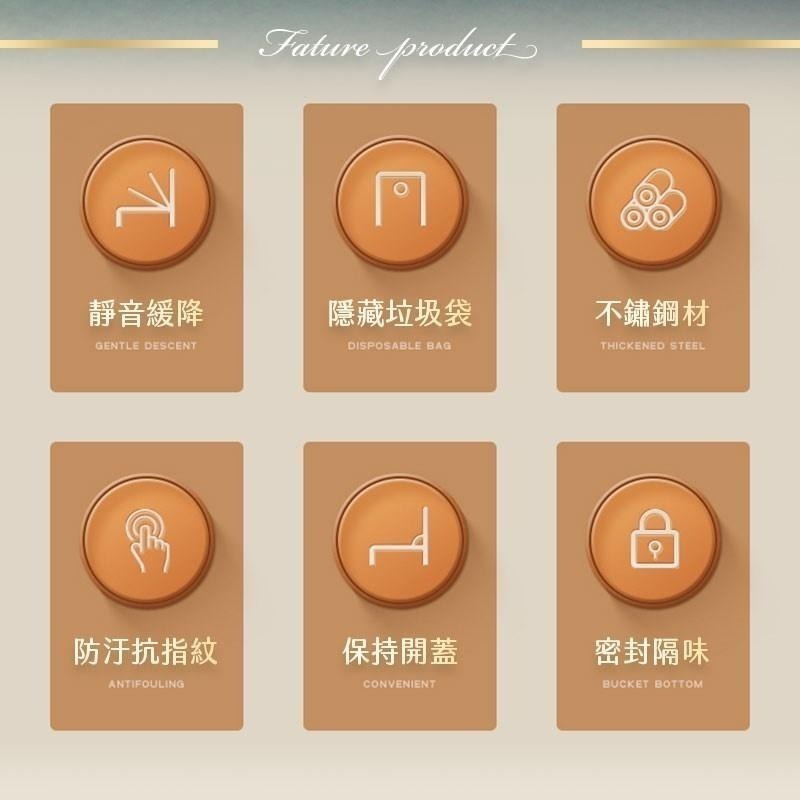 鴻嘉源 MT2 輕奢緩降抗汙腳踏垃圾桶 腳踏垃圾桶 垃圾桶 腳踏 北歐風垃圾桶 壓紋垃圾桶 垃圾 踩踏垃圾桶 防臭隔菌-細節圖5