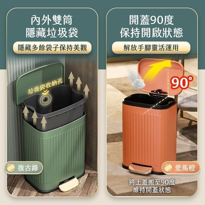鴻嘉源 MT2 輕奢緩降抗汙腳踏垃圾桶 腳踏垃圾桶 垃圾桶 腳踏 北歐風垃圾桶 壓紋垃圾桶 垃圾 踩踏垃圾桶 防臭隔菌-細節圖8