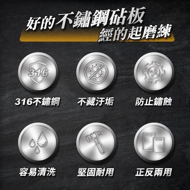 【HJY】 316不鏽鋼砧板 不藏汙不傷刀 316不鏽鋼 加厚2mm 無毒無異味 採雙面用 四邊角圓滑-細節圖2