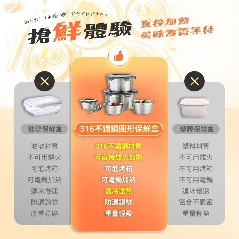 【限時購】 真316不鏽鋼圓形保鮮盒 便當盒 加熱盒 野餐盒 泡麵 密封盒 圓形保鮮盒 日式餐盒 水果盒-細節圖4