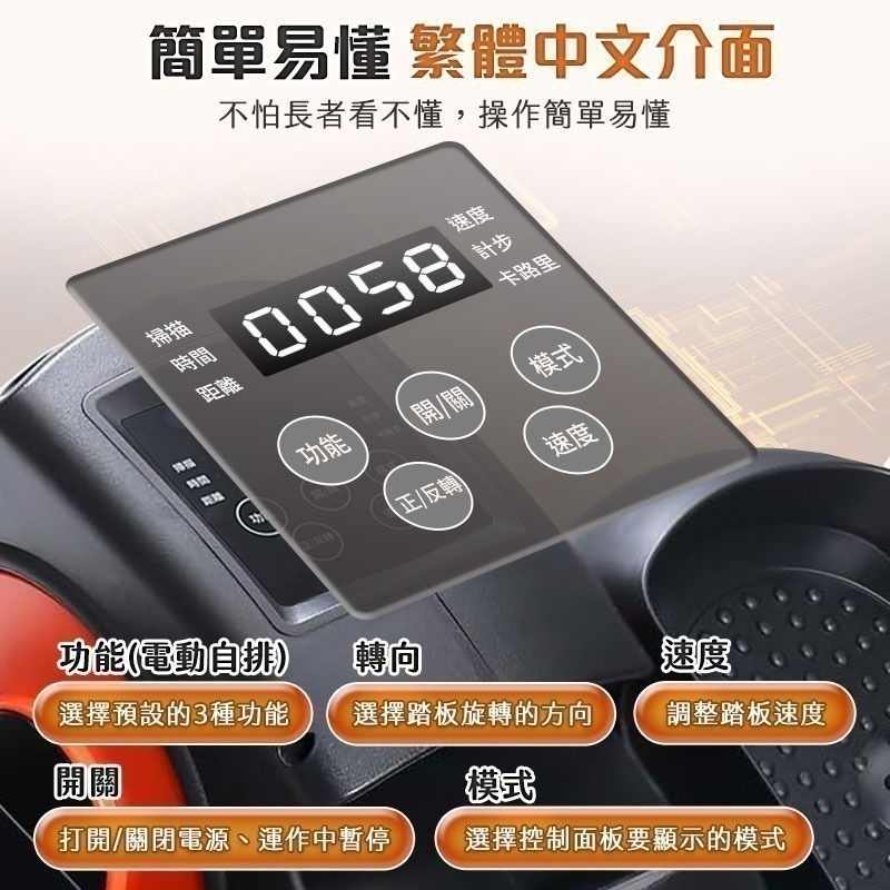 【限時購】WD7 電動橢圓健身踏步機 橢圓電動循環健走機 健走機  腳踏車 手腳訓練 長輩運動  110V 健步機-細節圖5