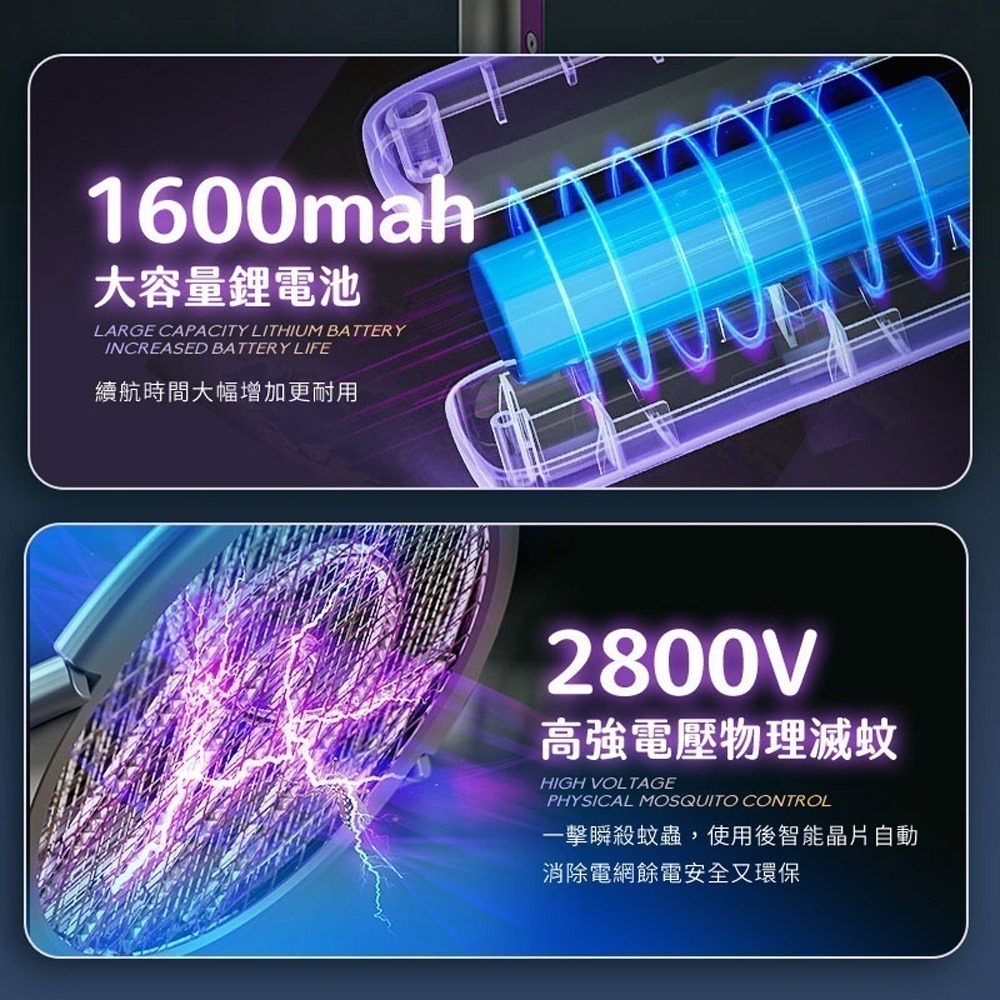 【限時購】蚊蟲剋星 F1旋轉式電蚊拍-細節圖8