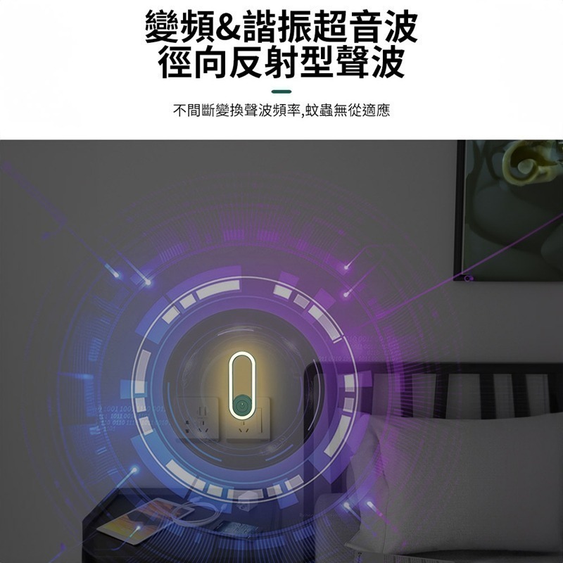 【7-ELEVEN 門市團購】超聲波家用夜燈型電子驅蟲器U6(2入組) 驅蚊/驅鼠/感光小夜燈-細節圖4