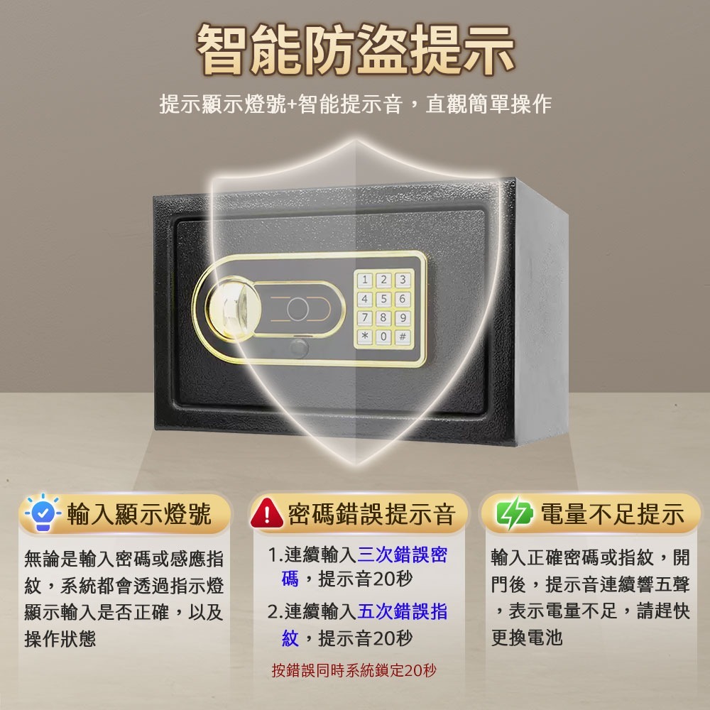 指紋密碼鑰匙保險箱JW1-20CM-細節圖6