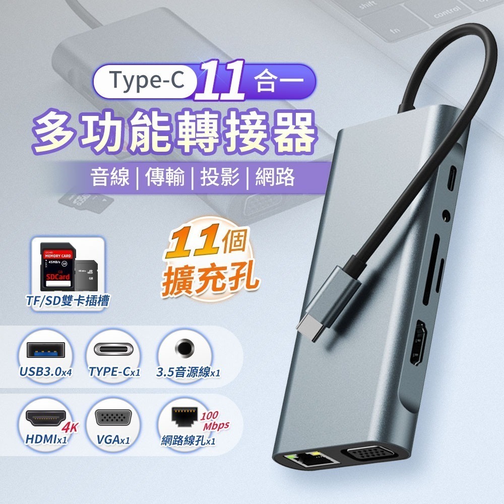【限時購】11合1 TYPEC轉接器DK1-細節圖2
