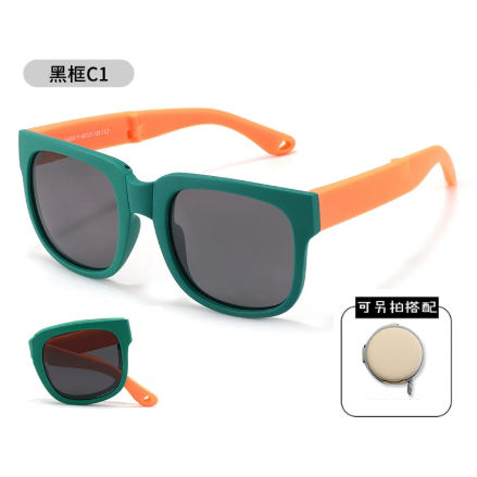 【限時購】兒童太陽眼鏡 兒童墨鏡 贈收納包 墨鏡 偏光墨鏡 折疊墨鏡 太陽眼鏡-規格圖1