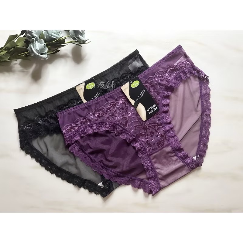 #80303 加大 透膚 蕾絲內褲 性感內褲 透氣 親膚 薄紗 中腰 女生內褲 女內褲 內褲-細節圖3