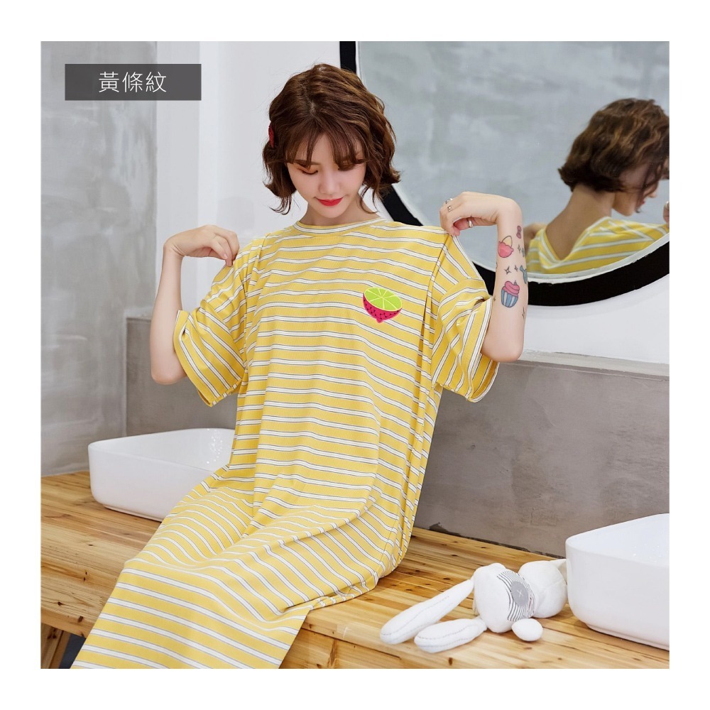 慵懶寬鬆條紋短袖居家睡衣-6色可選-細節圖5