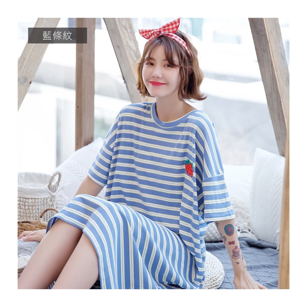 慵懶寬鬆條紋短袖居家睡衣-6色可選-規格圖11