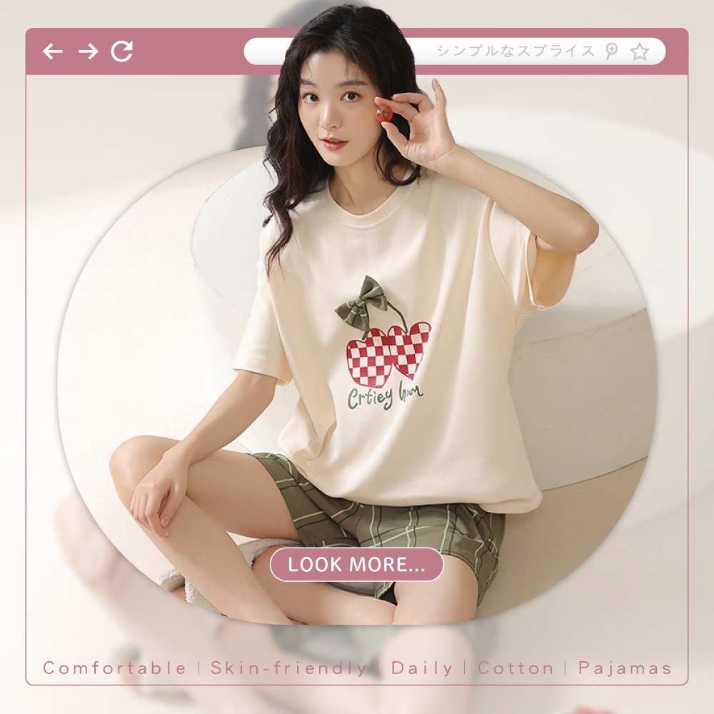 優美柔感可外穿短袖居家睡衣-4色可選-細節圖2