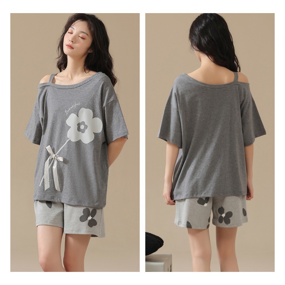 優美柔感可外穿短袖居家睡衣-4色可選-細節圖6