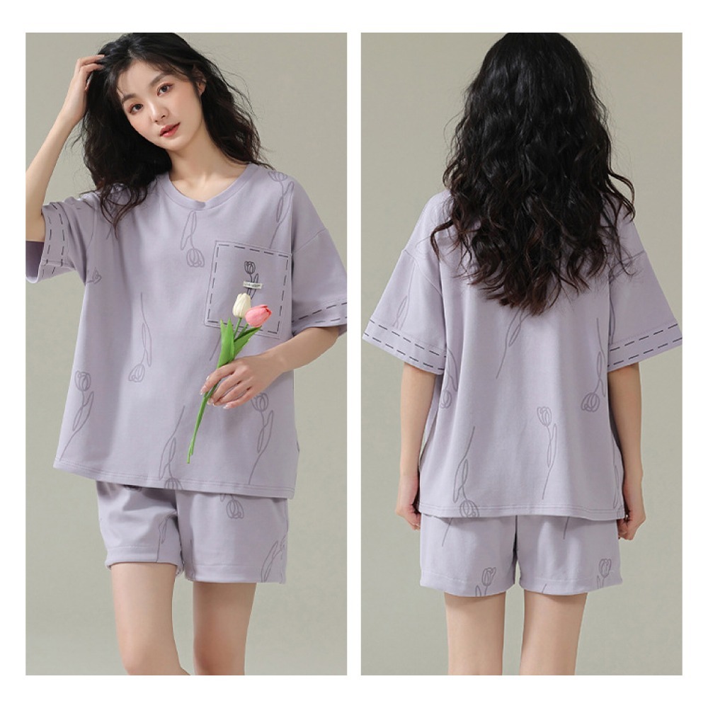 優美柔感可外穿短袖居家睡衣-4色可選-細節圖7