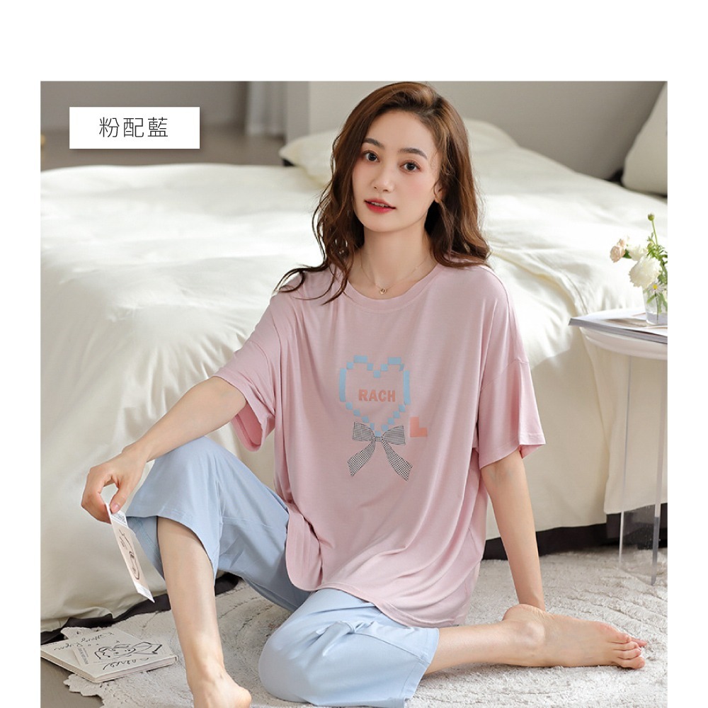 莫代爾輕柔色系七分居家睡衣-5色可選-規格圖11