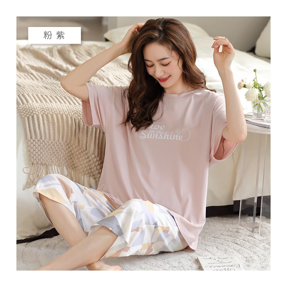莫代爾輕柔色系七分居家睡衣-5色可選-規格圖11