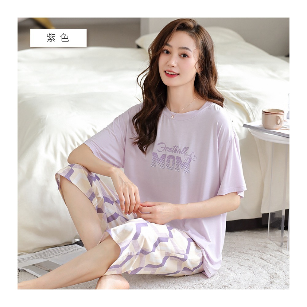 莫代爾輕柔色系七分居家睡衣-5色可選-規格圖11