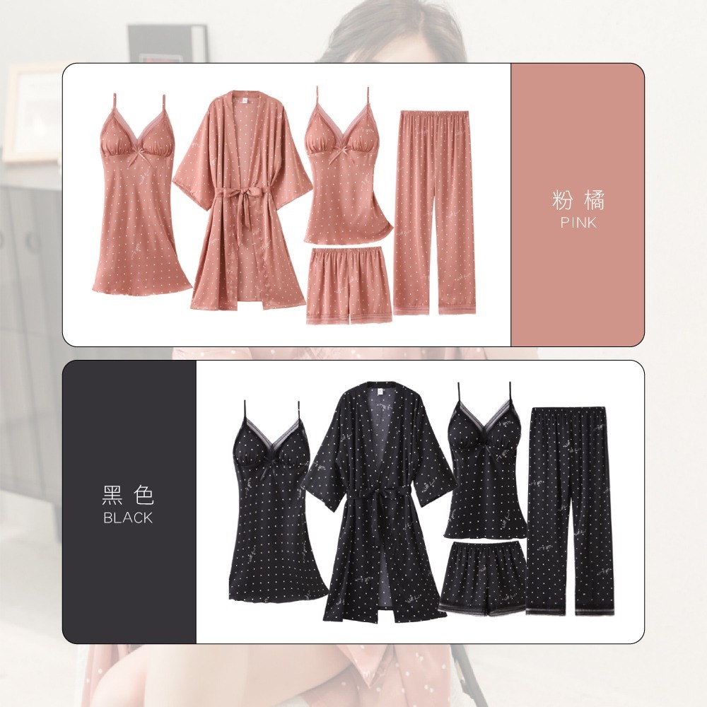 星幻點點蕾絲BRA五件套居家睡衣-2色可選-細節圖3