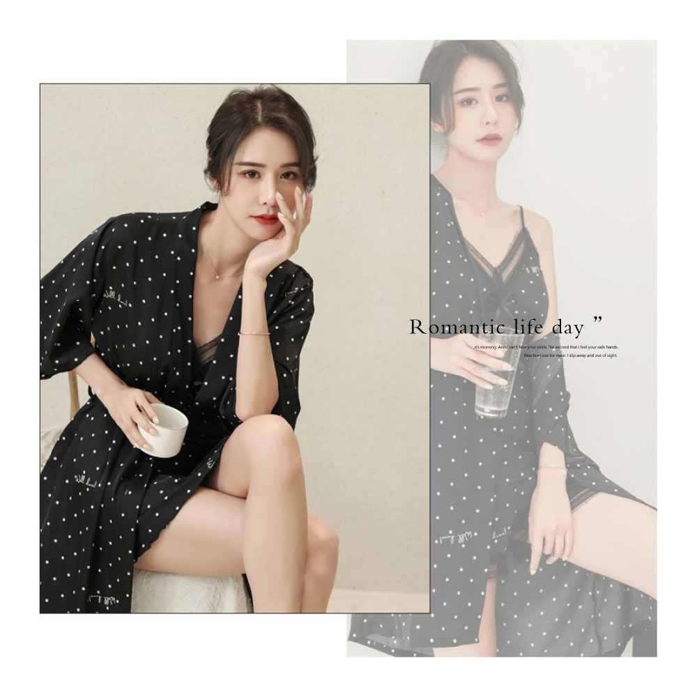 星幻點點蕾絲BRA五件套居家睡衣-2色可選-細節圖6