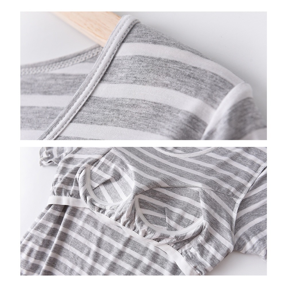 莫代爾條紋附胸墊居家裙-4色可選-細節圖4