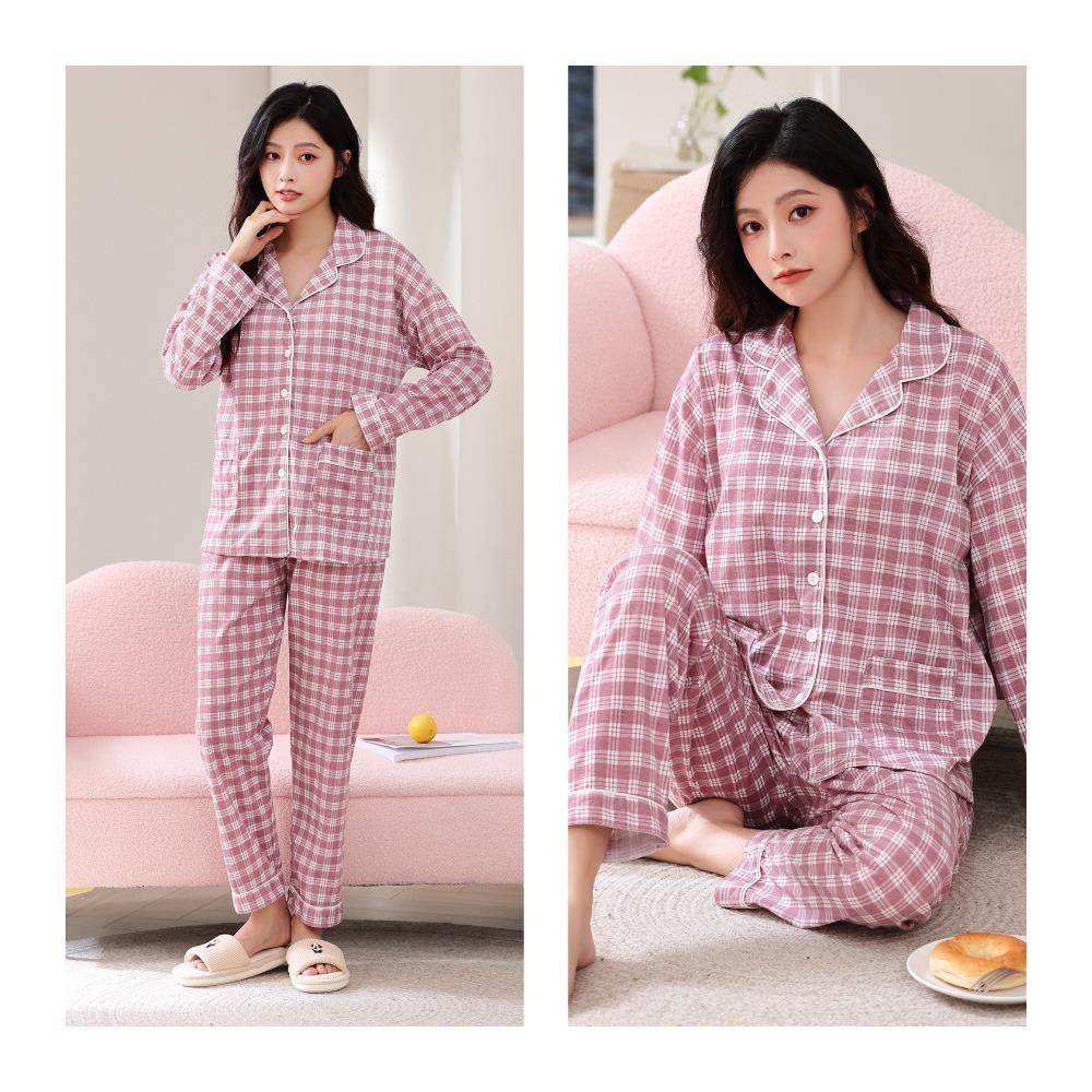 格子派對甜美翻領居家睡衣-4色可選-細節圖7