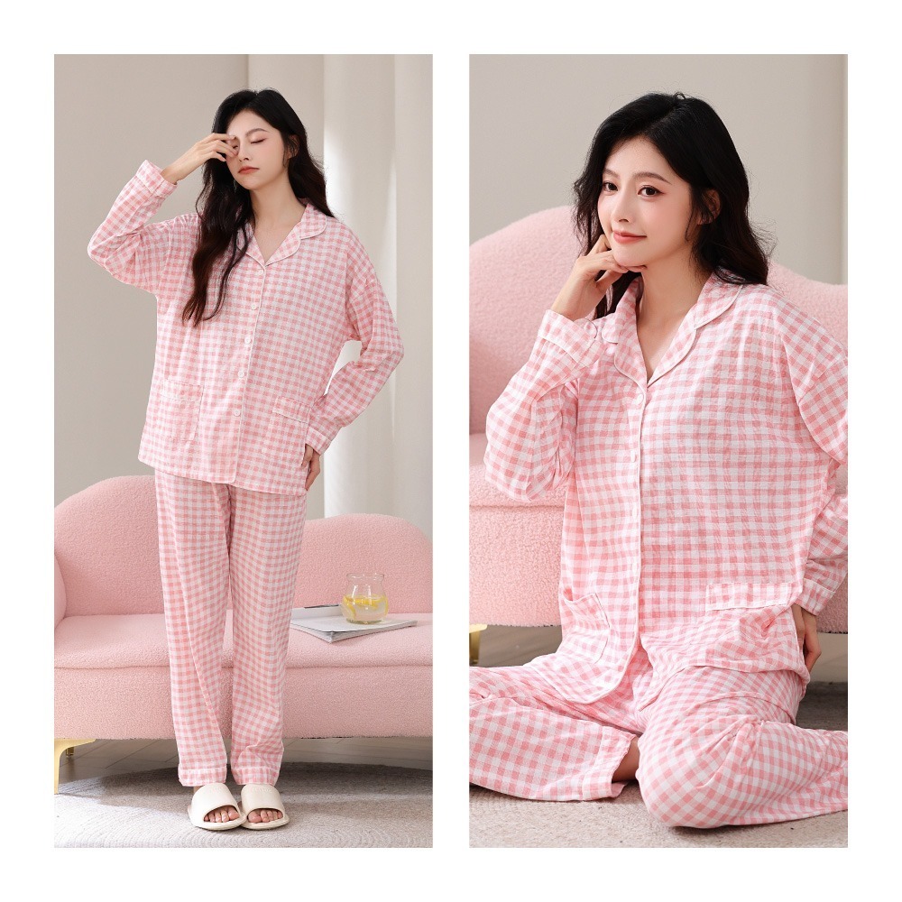 格子派對甜美翻領居家睡衣-4色可選-細節圖8