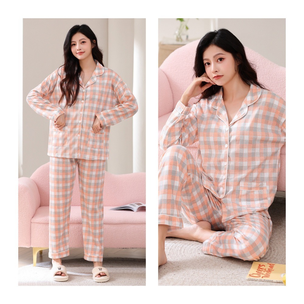 格子派對甜美翻領居家睡衣-4色可選-細節圖9