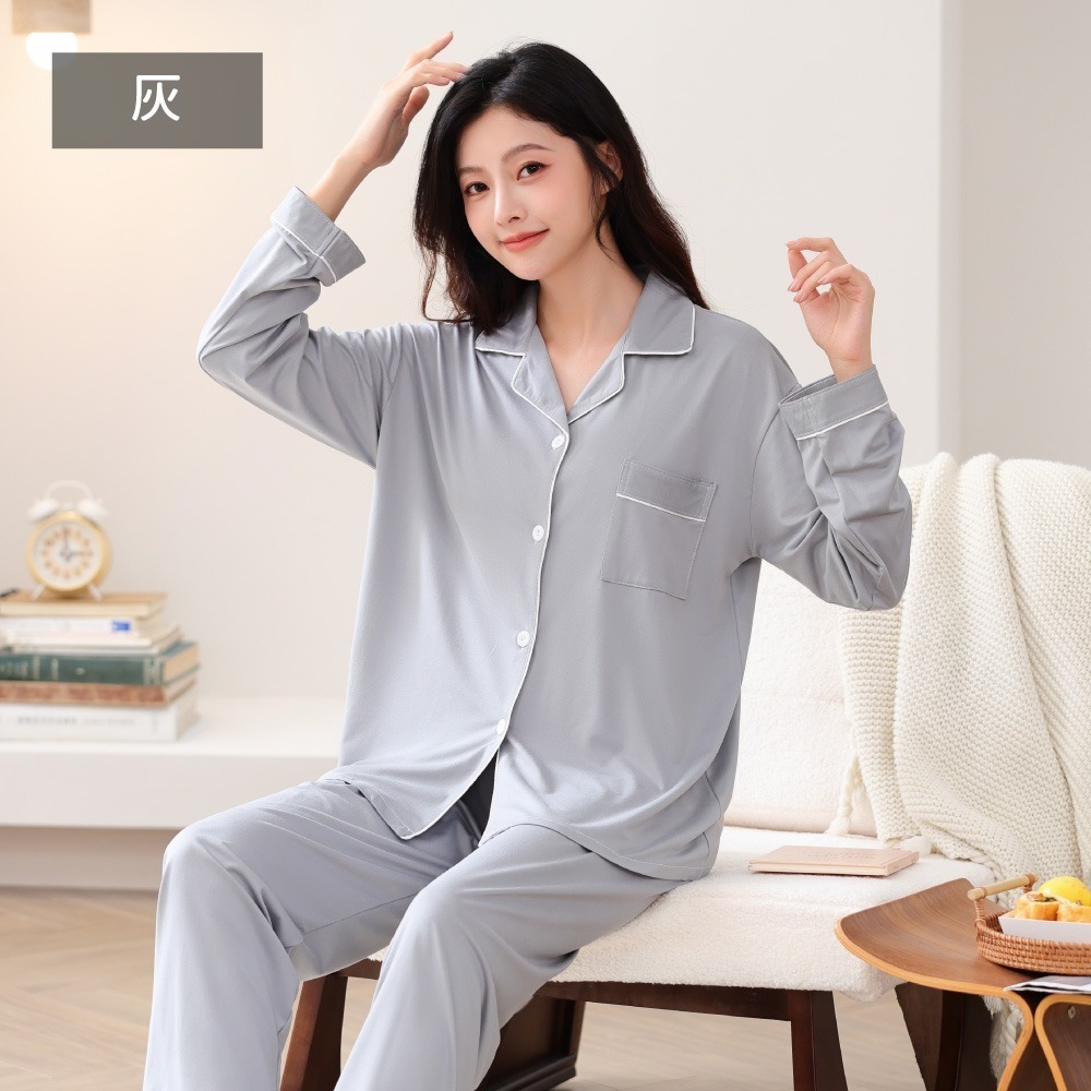 高格調素色襯衫式居家睡衣-4色可選-規格圖11