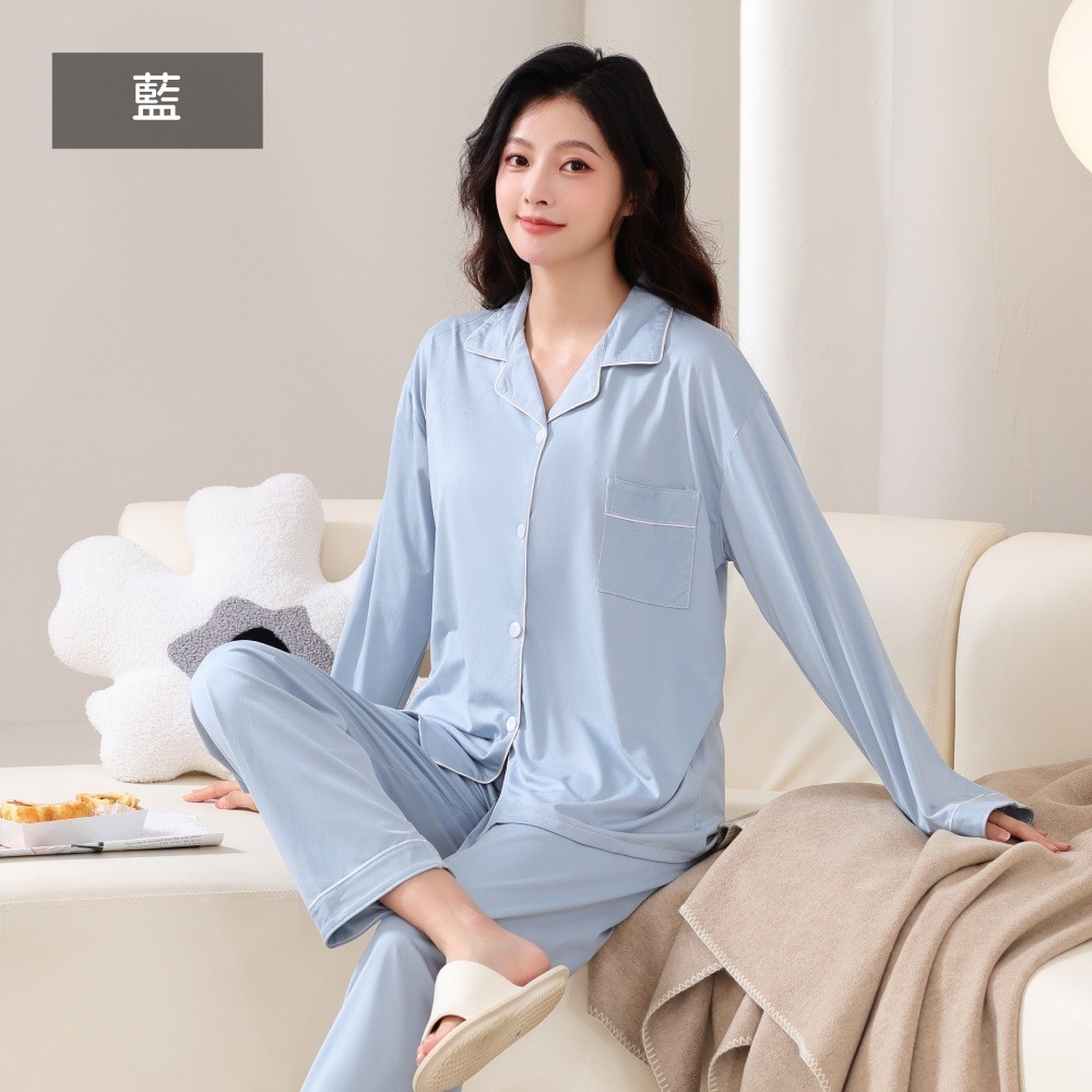高格調素色襯衫式居家睡衣-4色可選-規格圖11