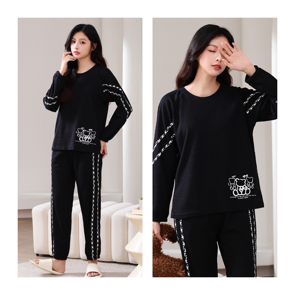 萌萌小熊華夫格居家睡衣-7色可選-細節圖3