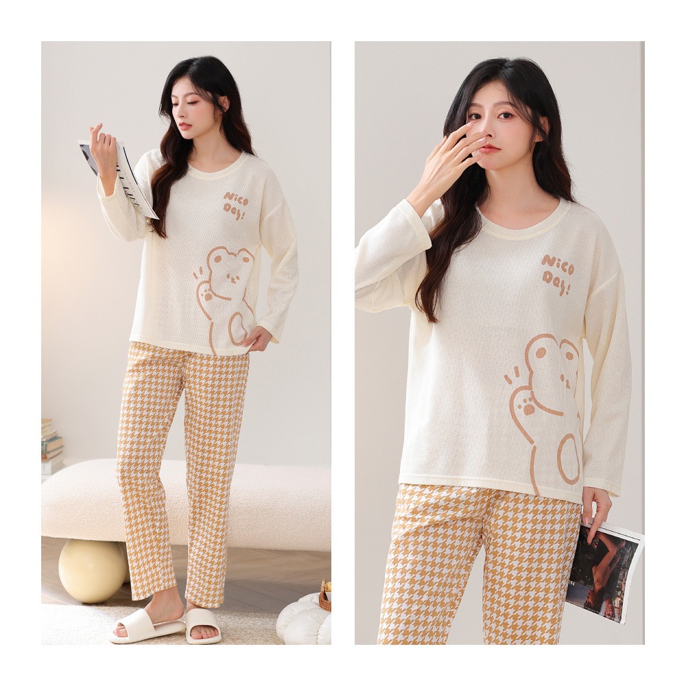 萌萌小熊華夫格居家睡衣-7色可選-細節圖5