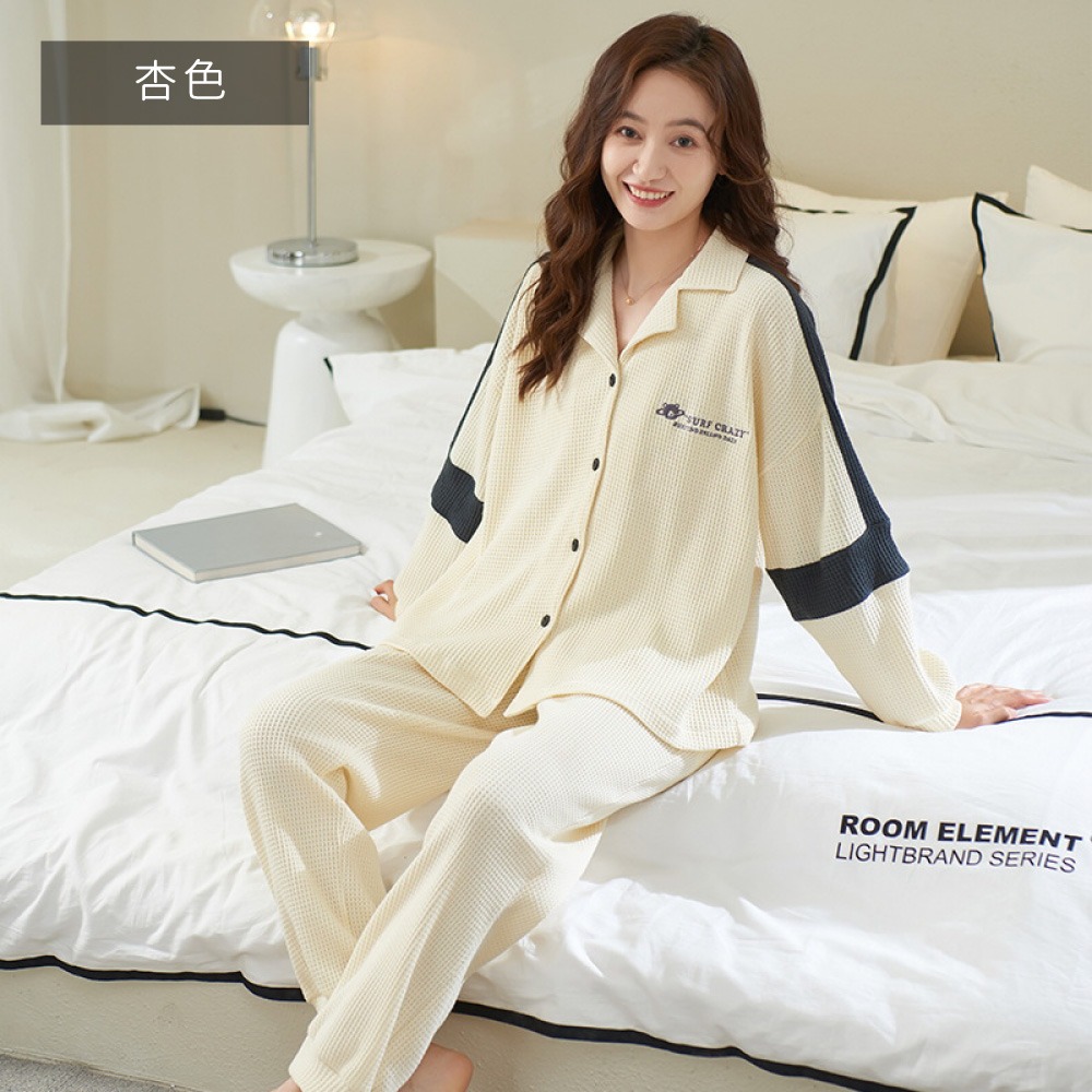 華夫格寬襬大碼長袖居家睡衣-多色可選-規格圖10