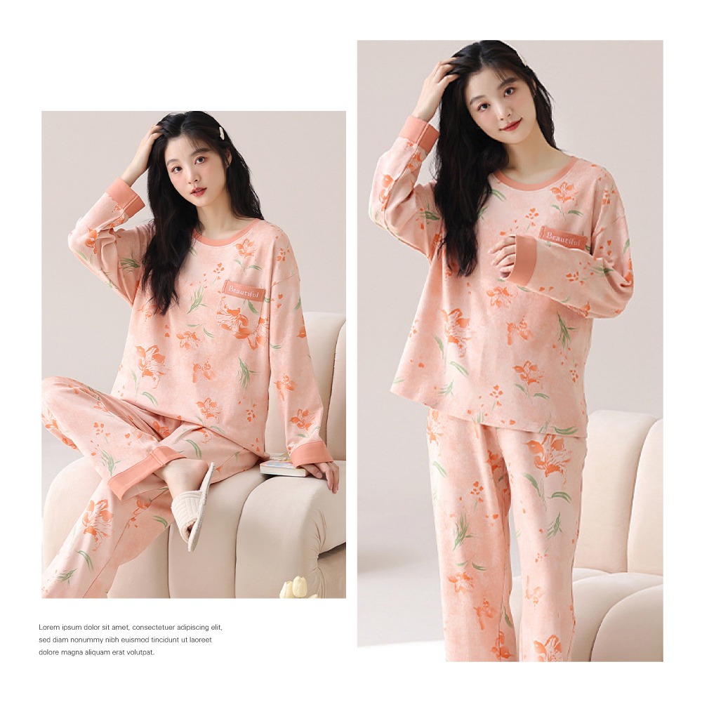美妍花系日常長袖居家睡衣-5色可選-細節圖5