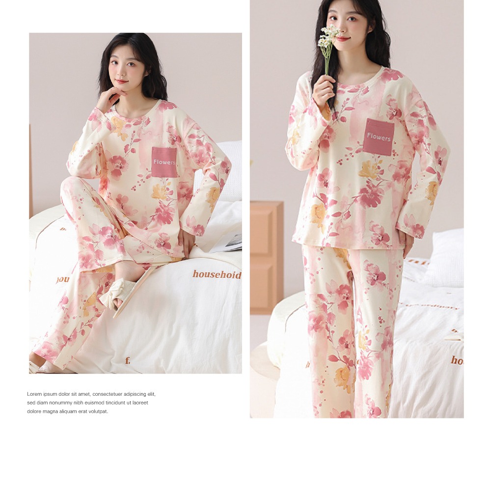 美妍花系日常長袖居家睡衣-5色可選-細節圖8