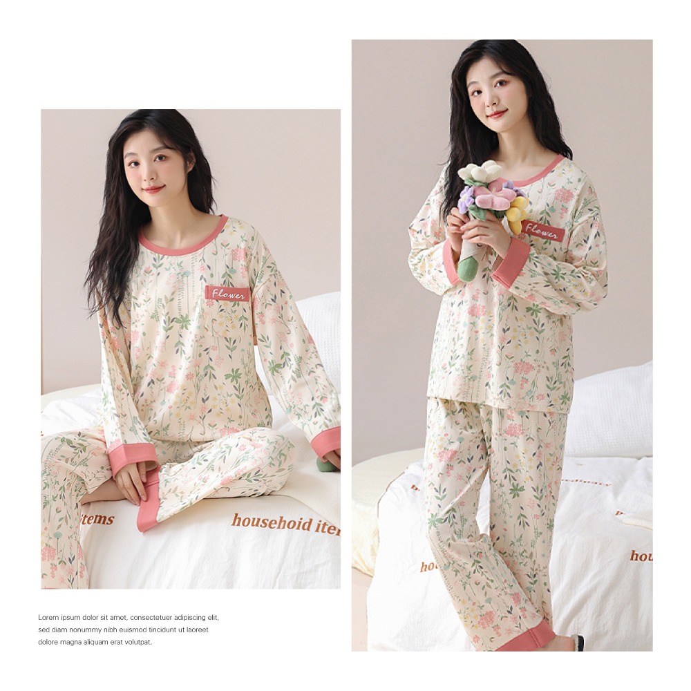 美妍花系日常長袖居家睡衣-5色可選-細節圖9