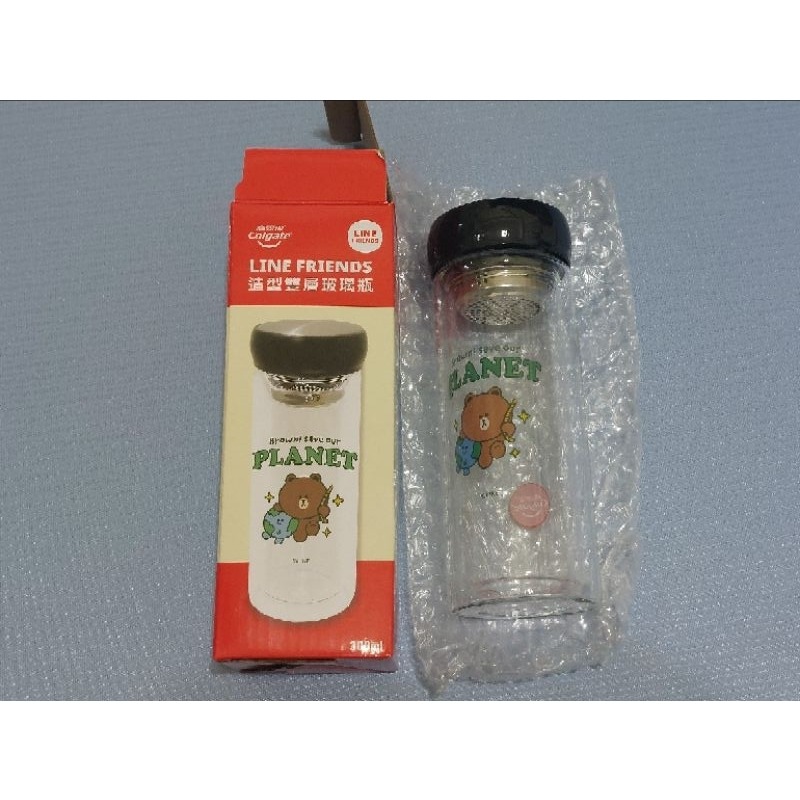 雙層玻璃杯 熊大 LINE 造型雙層玻璃杯 全新品-細節圖2