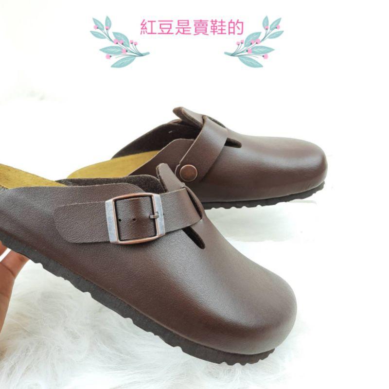 <紅豆是賣鞋的>女款前包後空懶人鞋🇹🇼台灣製造穆鞋鞋、真皮鞋墊透氣舒適拖鞋-細節圖4