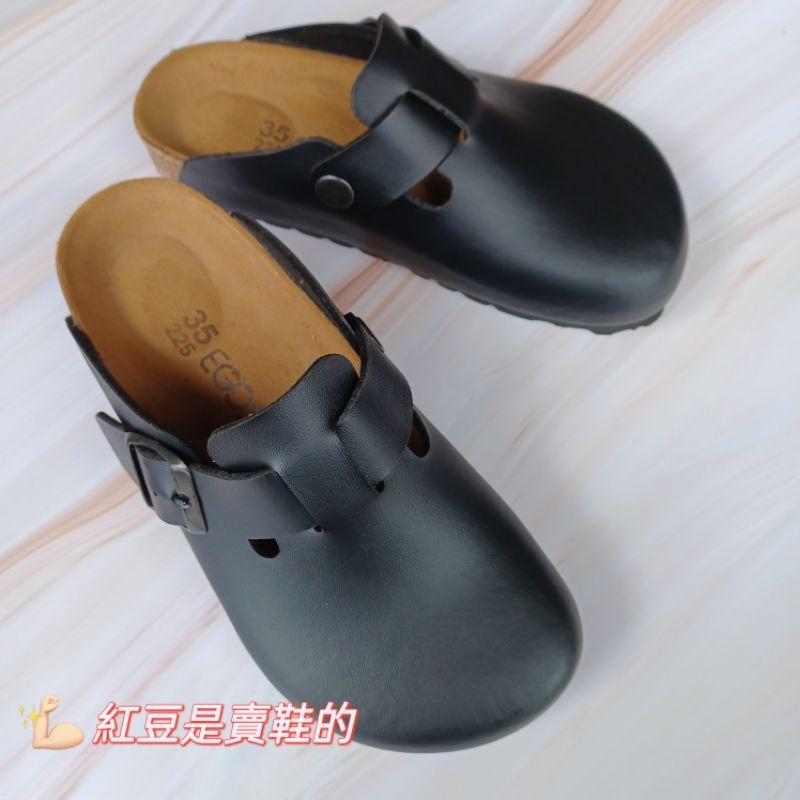 <紅豆是賣鞋的>女款前包後空懶人鞋🇹🇼台灣製造穆鞋鞋、真皮鞋墊透氣舒適拖鞋-細節圖7