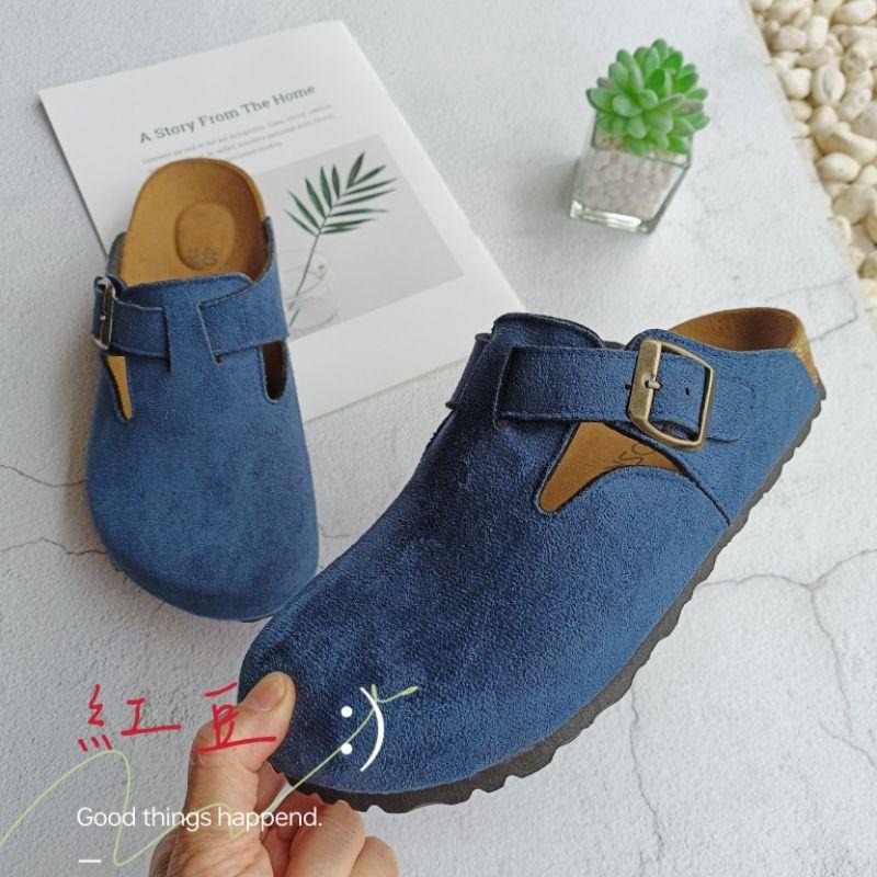 <紅豆是賣鞋的>📣男生款🇹🇼台灣製造前包後空拖鞋、懶人拖鞋🔥中底💯牛皮+專利舒軟墊穆勒鞋、透氣舒適好穿搭、半包休閒鞋-細節圖3