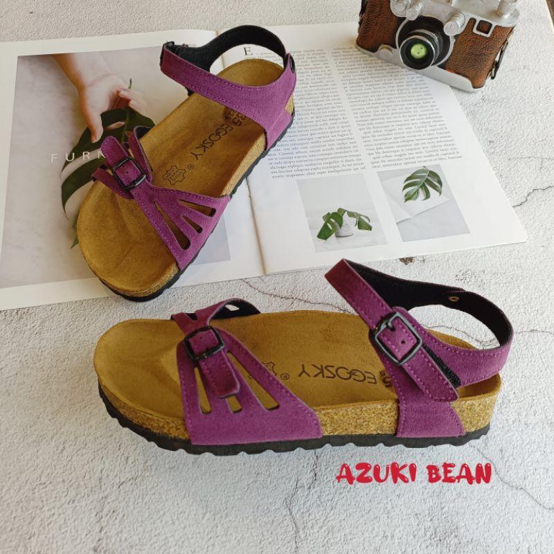 <紅豆是賣鞋的>🇹🇼台灣製造手工涼鞋、方便舒適度透氣平底涼鞋、魔鬼氈款涼鞋、中底牛皮+腳跟舒軟墊-細節圖2