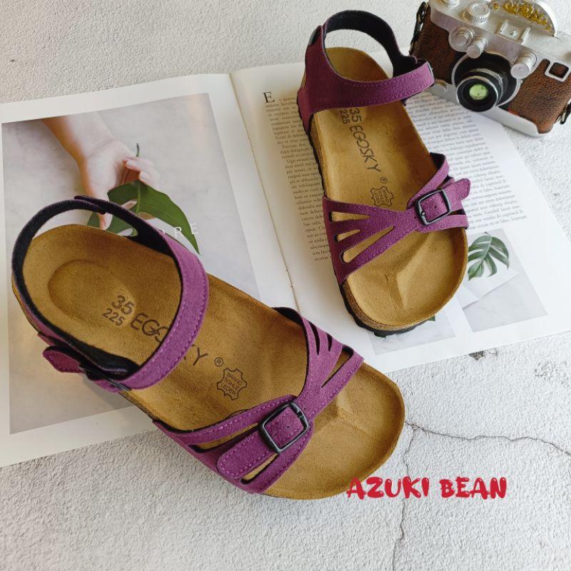 <紅豆是賣鞋的>🇹🇼台灣製造手工涼鞋、方便舒適度透氣平底涼鞋、魔鬼氈款涼鞋、中底牛皮+腳跟舒軟墊-細節圖3