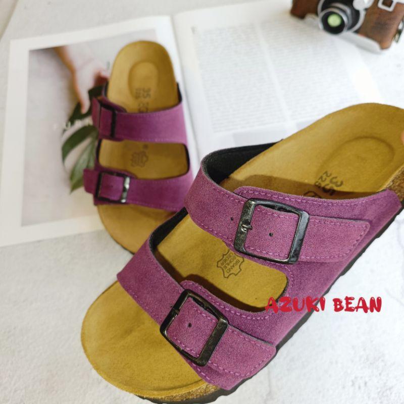 <紅豆是賣鞋的>📣雙扣平底拖鞋新色上架、🇹🇼台灣手工製作拖鞋、中底牛皮+舒軟墊好穿透氣拖鞋-細節圖5