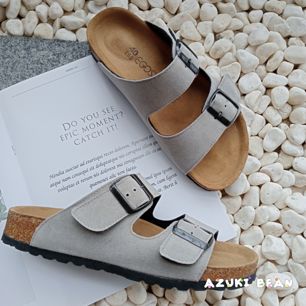 <紅豆是賣鞋的>🔥🔥🔥男生款灰色雙扣拖鞋、台灣手工製造優質拖鞋、百搭款拖鞋、中底牛皮+專利舒軟墊好穿拖鞋-細節圖4