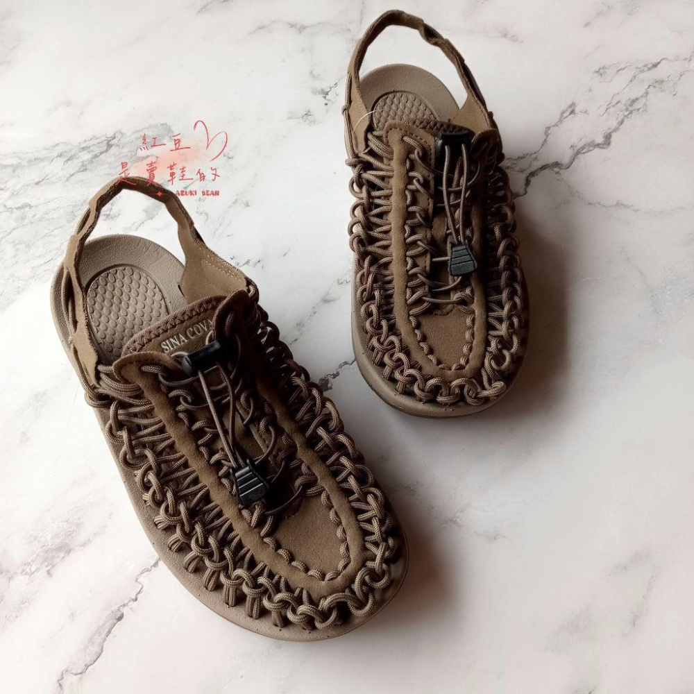 <紅豆是賣鞋的>新款老船長SINA COVA運動涼鞋、手工編織羅馬涼鞋、透氣性佳夏天不悶熱、包頭款洞洞涼鞋、個性涼鞋-細節圖3