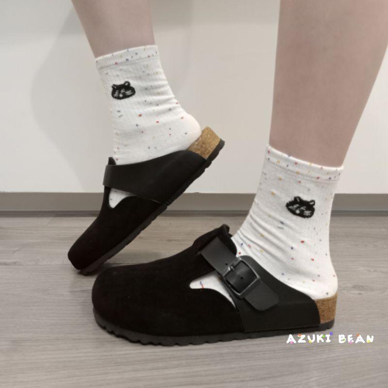 <紅豆是賣鞋的>女生黑皮拼黑絨穆勒鞋、🇹🇼製造優質百搭懶人鞋、中底牛皮吸汗+舒軟墊前包後空拖鞋-細節圖4