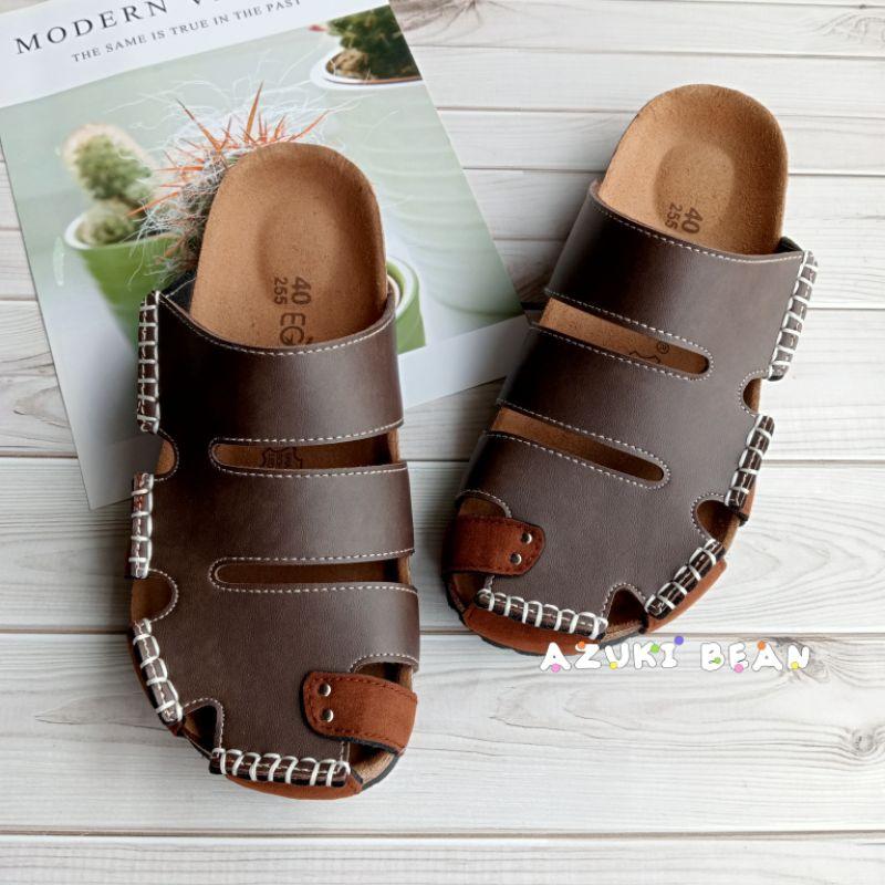 <紅豆是賣鞋的>👍小編狂推男生款懶人鞋🔥超好看鏤空造型穆勒鞋🇹🇼純手工縫線拖鞋、鞋面皮拼絨拖鞋、中底真牛皮吸汗好穿拖鞋一-細節圖3