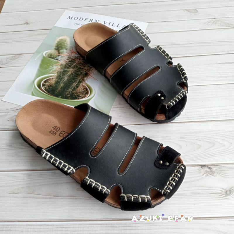 <紅豆是賣鞋的>👍小編狂推男生款懶人鞋🔥超好看鏤空造型穆勒鞋🇹🇼純手工縫線拖鞋、鞋面皮拼絨拖鞋、中底真牛皮吸汗好穿拖鞋一-細節圖4