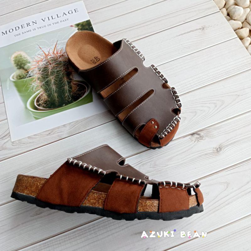 <紅豆是賣鞋的>👍小編狂推男生款懶人鞋🔥超好看鏤空造型穆勒鞋🇹🇼純手工縫線拖鞋、鞋面皮拼絨拖鞋、中底真牛皮吸汗好穿拖鞋一-細節圖7