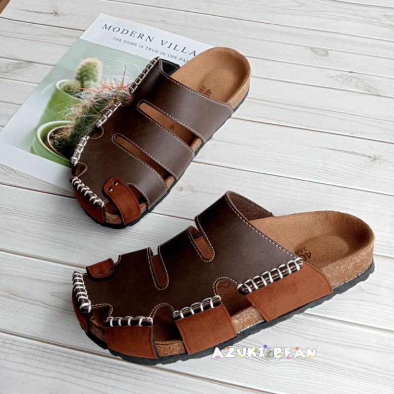 <紅豆是賣鞋的>👍小編狂推男生款懶人鞋🔥超好看鏤空造型穆勒鞋🇹🇼純手工縫線拖鞋、鞋面皮拼絨拖鞋、中底真牛皮吸汗好穿拖鞋一-細節圖8