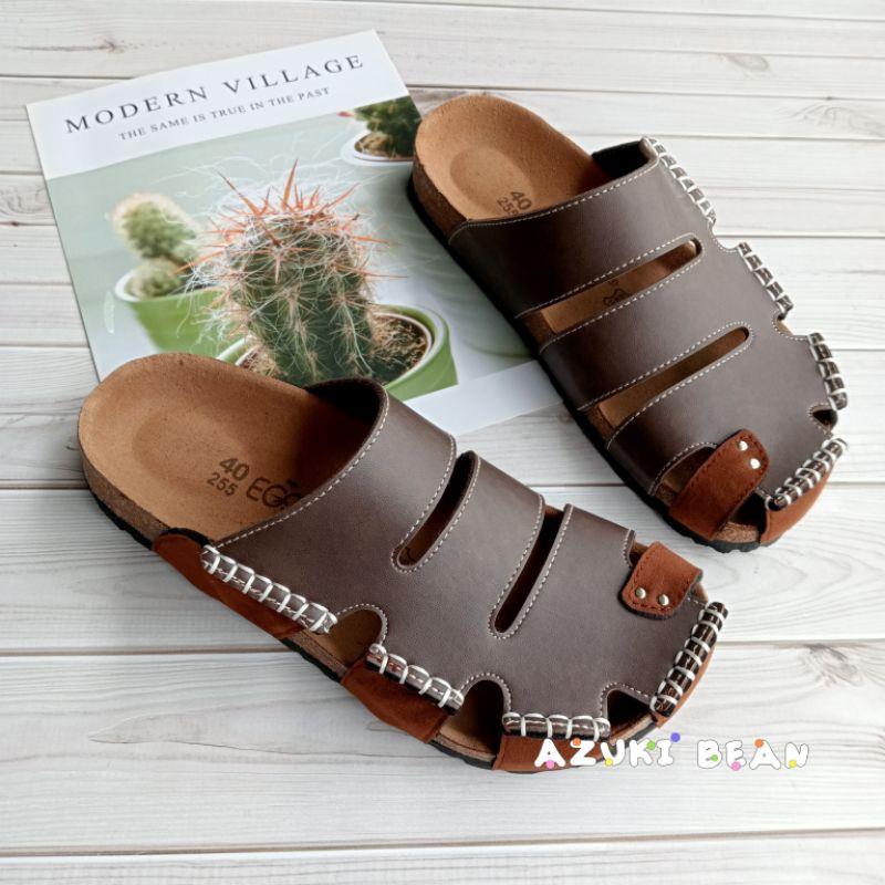 <紅豆是賣鞋的>👍小編狂推男生款懶人鞋🔥超好看鏤空造型穆勒鞋🇹🇼純手工縫線拖鞋、鞋面皮拼絨拖鞋、中底真牛皮吸汗好穿拖鞋一-細節圖9