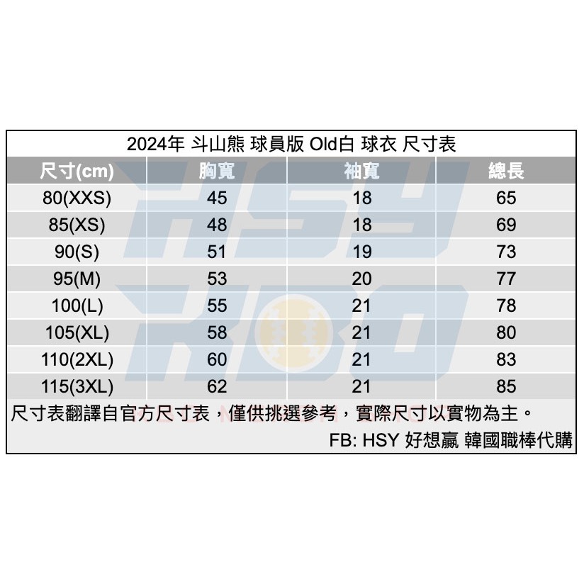 【代購】KBO 斗山熊 2024年 球員版球衣 Old白款 韓國職棒 梁義智 梁碩桓 許敬民 郭彬-細節圖4