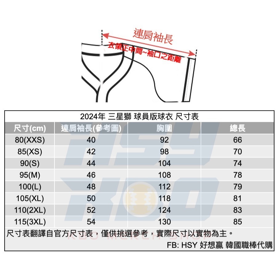 【代購】KBO 三星獅 球員版球衣 2024 Sunday 款 韓國職棒 吳昇桓 具滋昱 李在賢 元兌仁-細節圖5